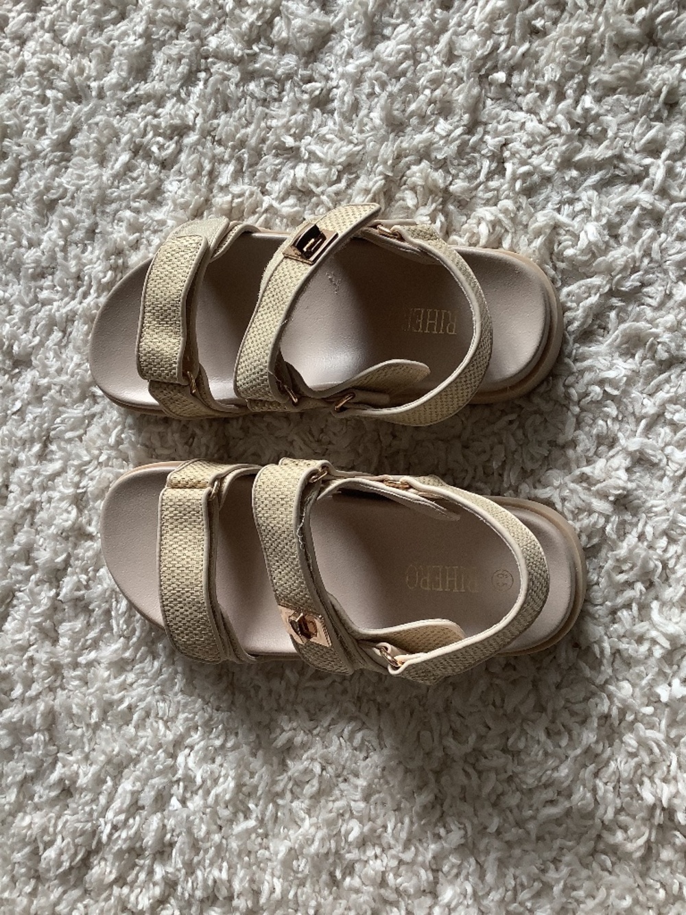 Raffia double strap sandals